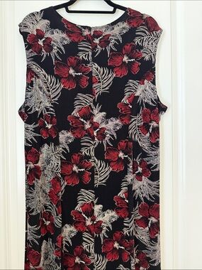 Made in Heaven Black, Burgundy and Cream Floral Sleeveless Maxi Dress size 2X